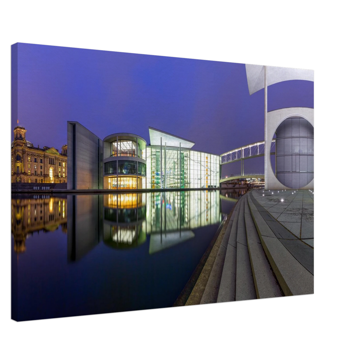 Wandbild berlin impression bei nacht leuchtende architektur als kunstdruck