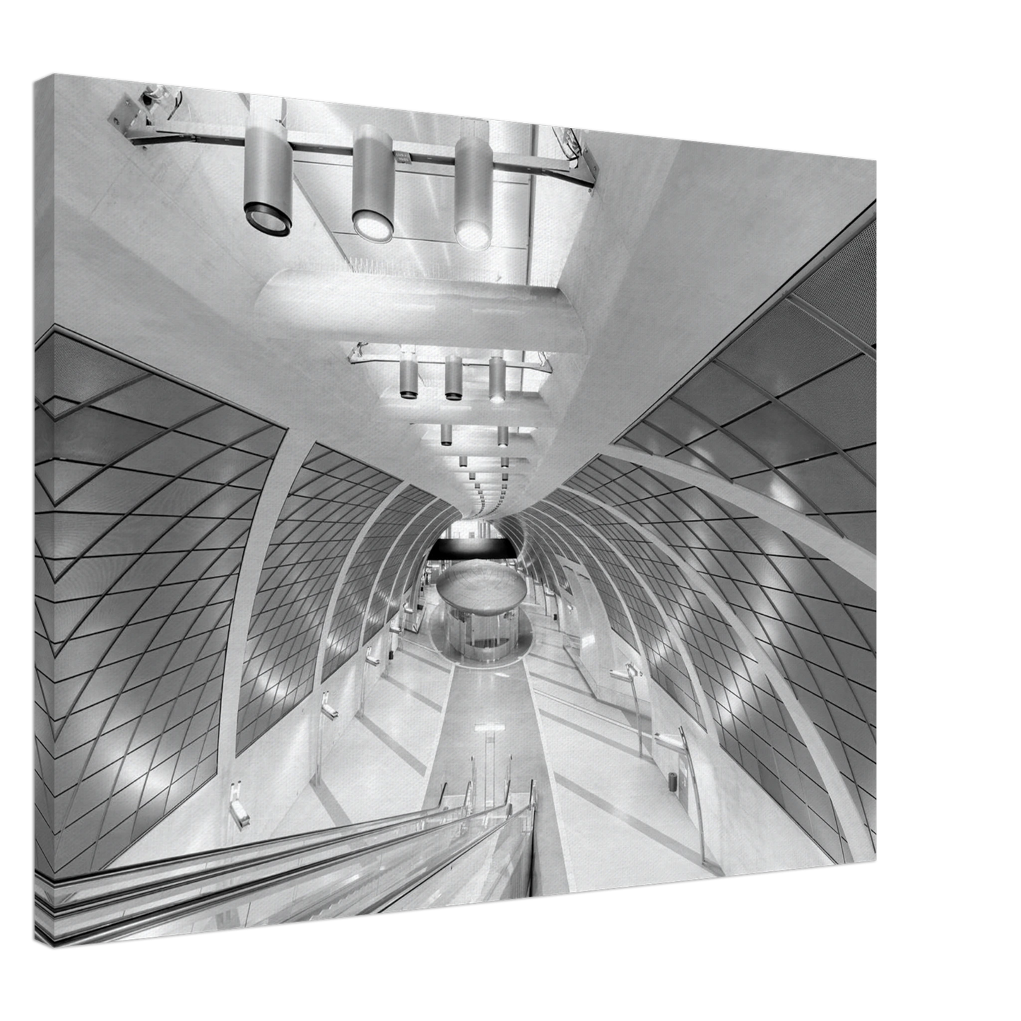 Wandbild futuristische u bahn station moderne architektur in schwarz weiss als wandkunst