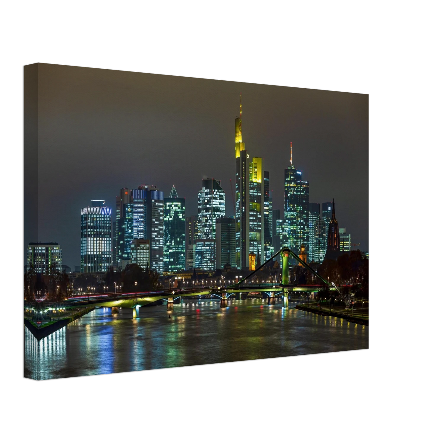 Wandbild frankfurt skyline bei nacht lebendige stadtlandschaft fuer ihr zuhause in vielen groessen