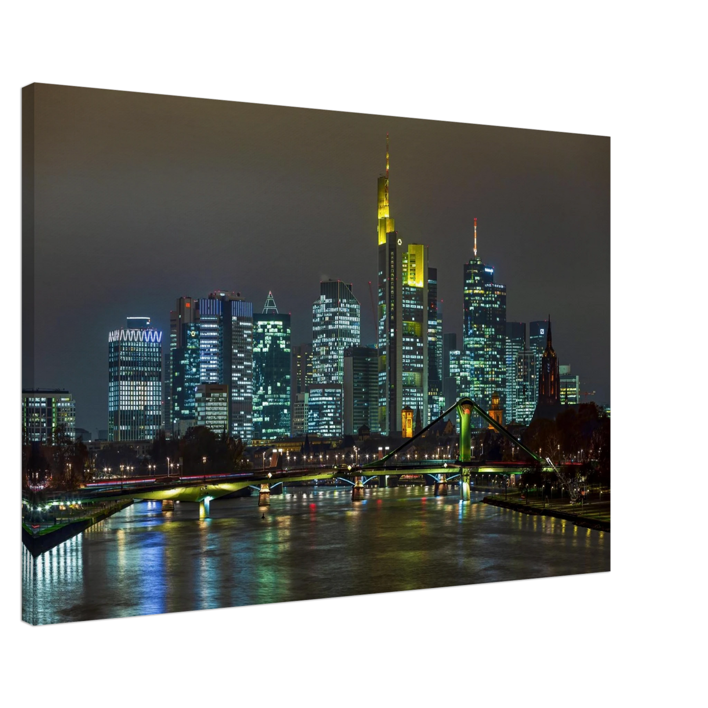 Wandbild frankfurt skyline bei nacht lebendige stadtlandschaft fuer ihr zuhause in vielen groessen