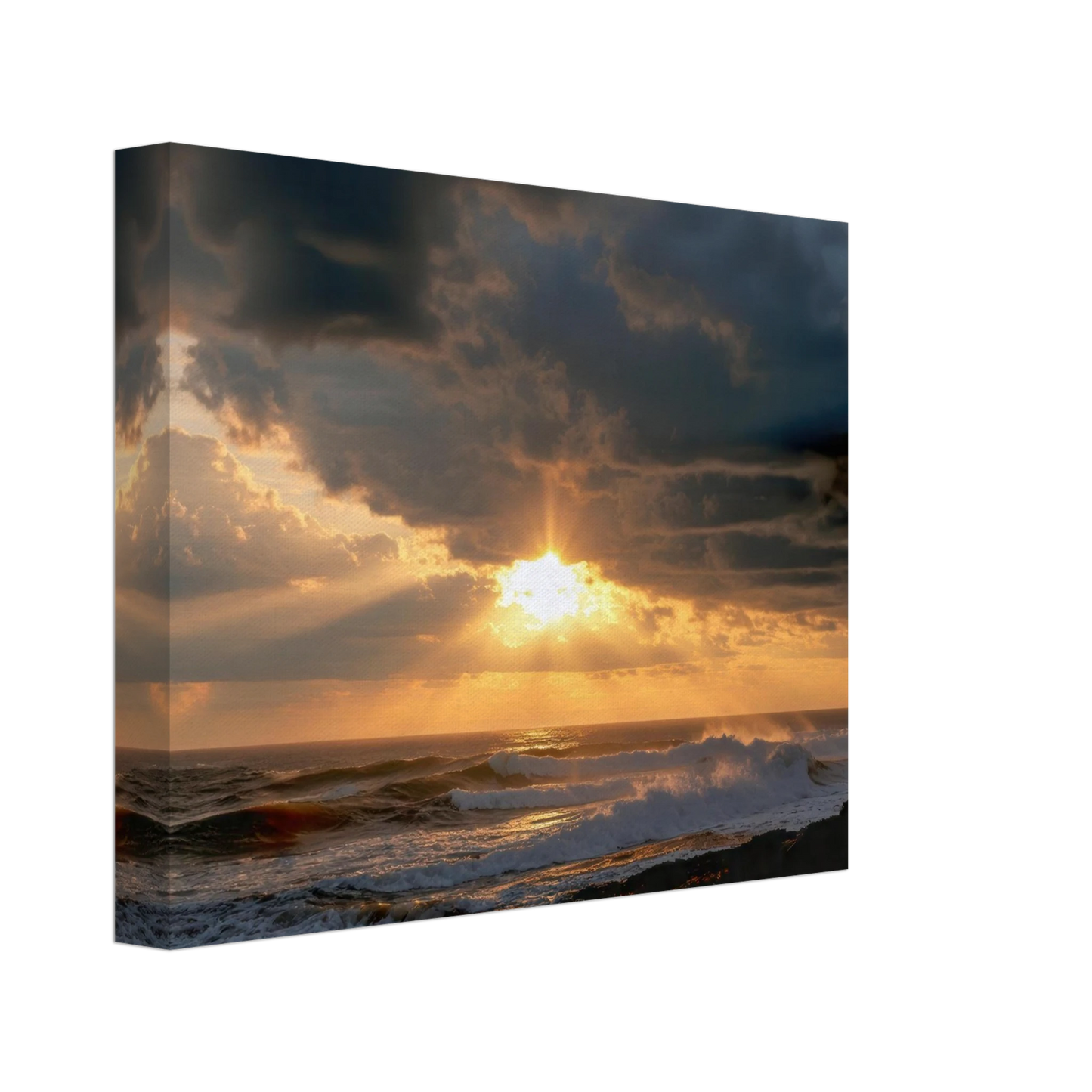 Wandbild dramatischer ozean sonnenuntergang kuestenkunst in ihrer wunschgroesse