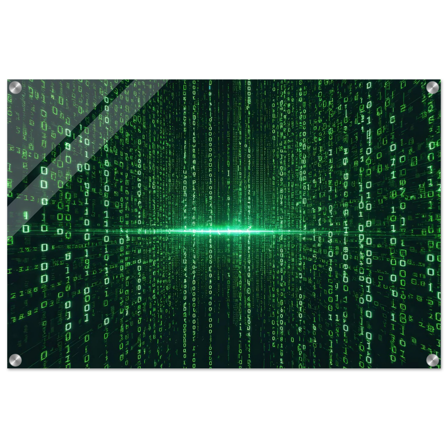 Wandbild digital matrix art gruene binaercode illusion fuer ihr zuhause oder buero erhaeltlich in vielen groessen