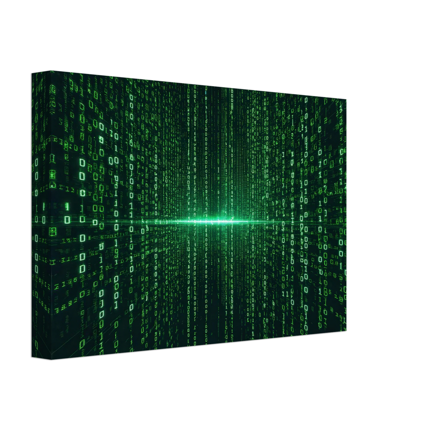 Wandbild digital matrix art gruene binaercode illusion fuer ihr zuhause oder buero erhaeltlich in vielen groessen