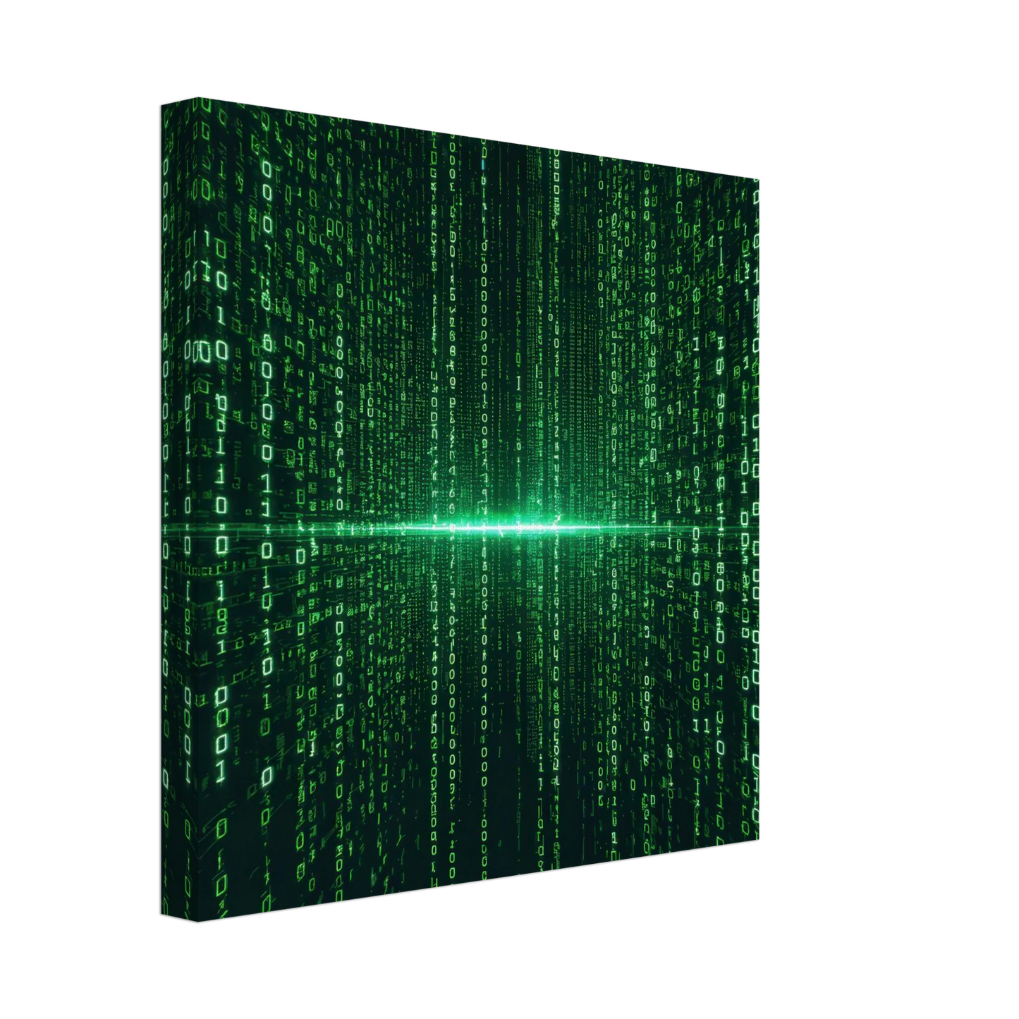 Wandbild digital matrix art gruene binaercode illusion fuer ihr zuhause oder buero erhaeltlich in vielen groessen