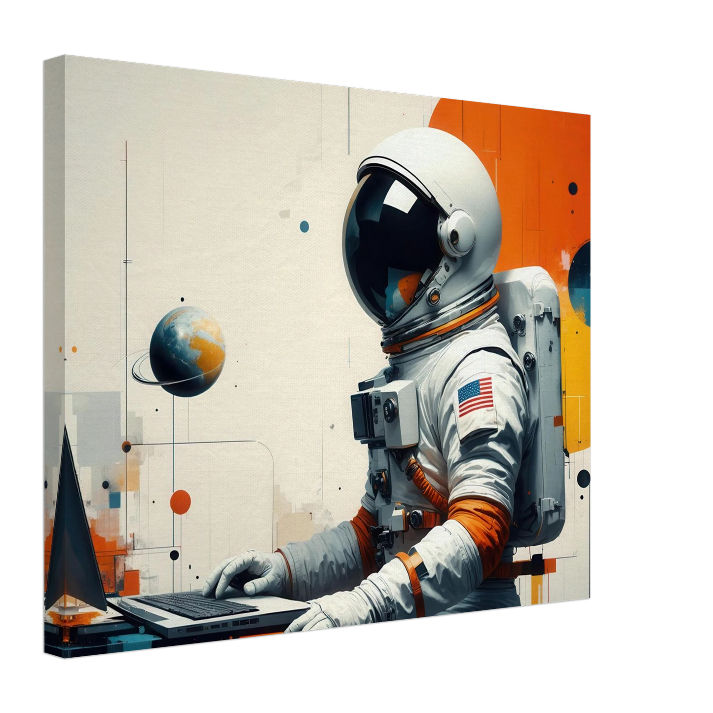 Wandbild cosmic coder astronaut bei der arbeit sci fi kunst fuer dein zuhause in verschiedenen groessen