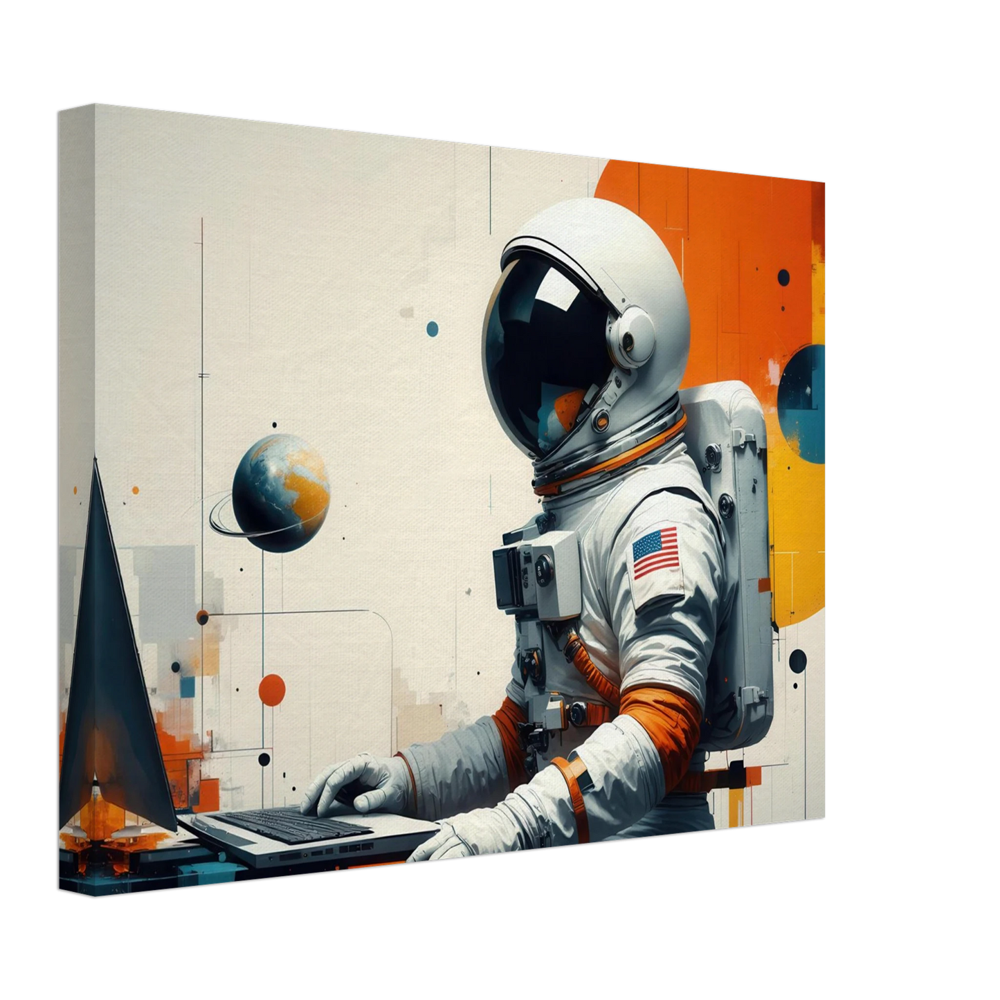 Wandbild cosmic coder astronaut bei der arbeit sci fi kunst fuer dein zuhause in verschiedenen groessen