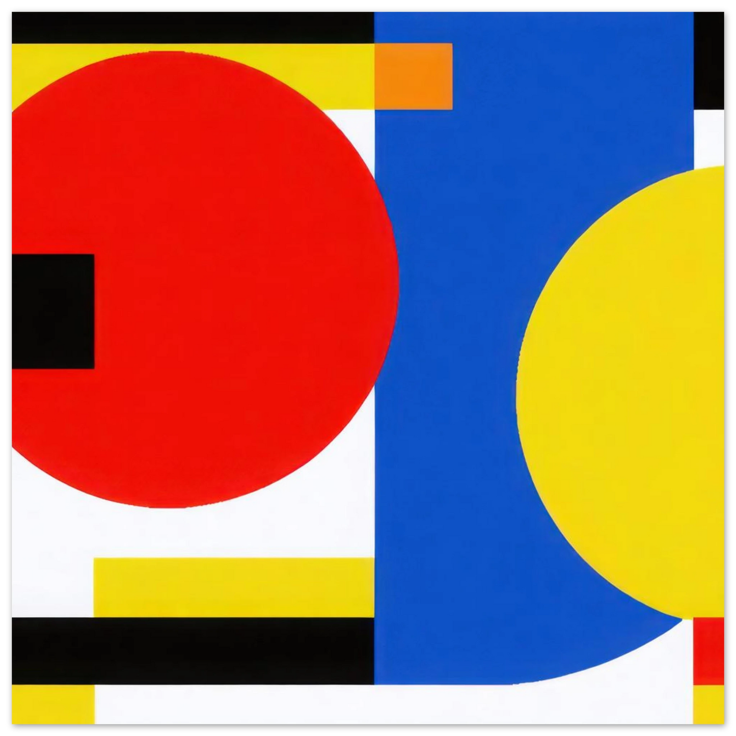 Wandbild bauhaus inspirierte komposition in leuchtendem rot blau gelb abstrakte kunst fuer ihr zuhause