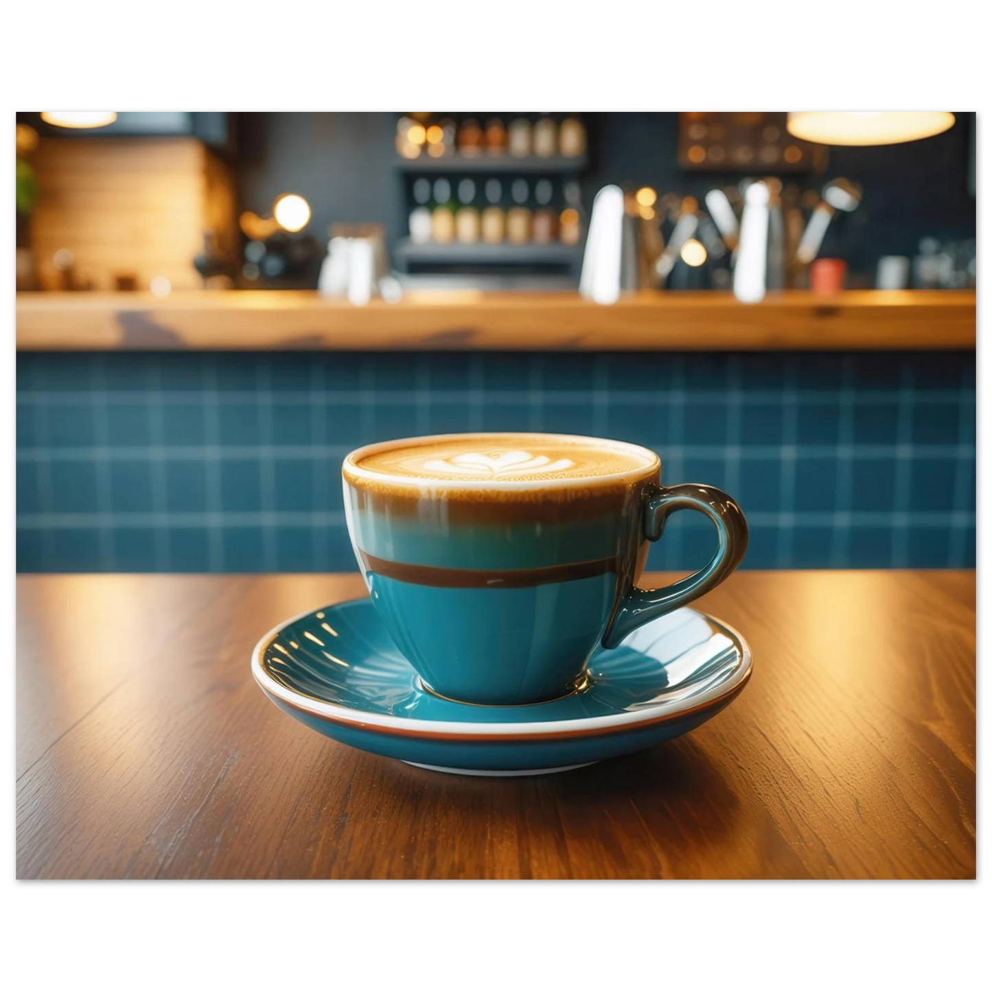 Wandbild deep teal latte einladende kaffeehaus atmosphaere fuer ihr zuhause in vielen groessen