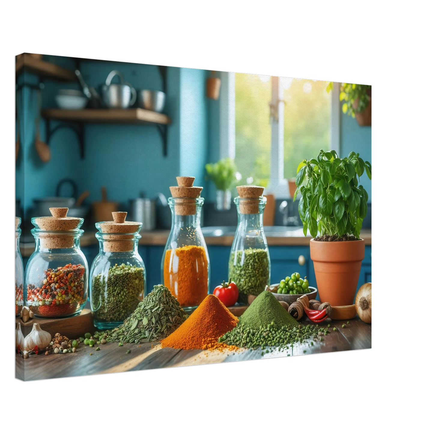 Wandbild lebendige kuechenkraeuter und gewuerze frische wuerze fuer ihr zuhause