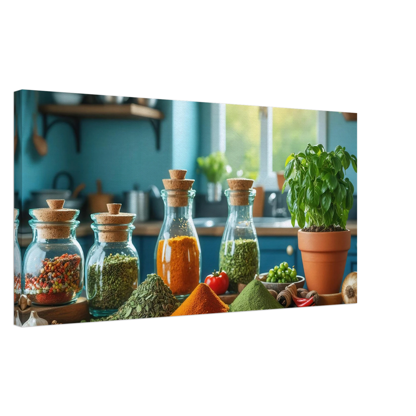 Wandbild lebendige kuechenkraeuter und gewuerze frische wuerze fuer ihr zuhause