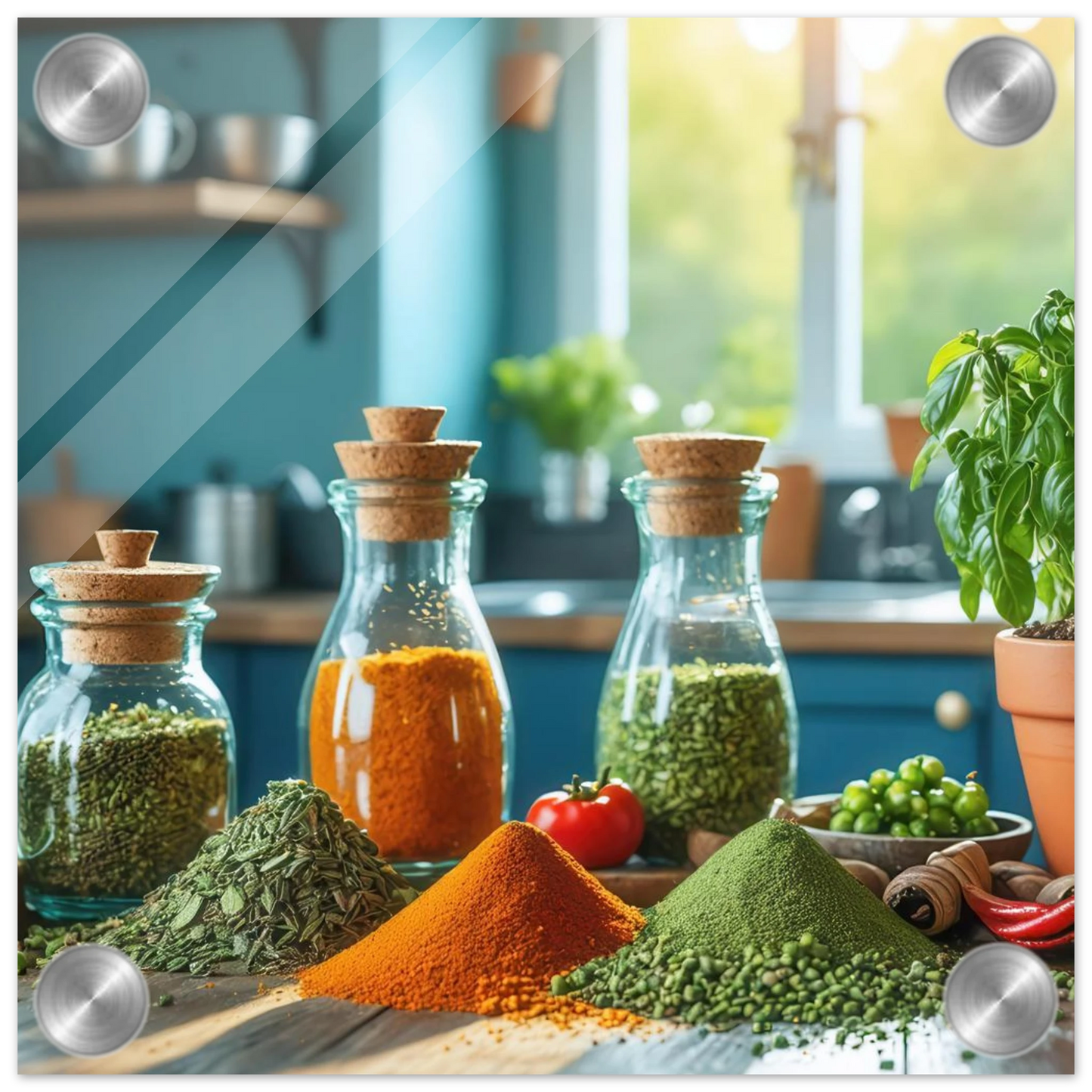 Wandbild lebendige kuechenkraeuter und gewuerze frische wuerze fuer ihr zuhause