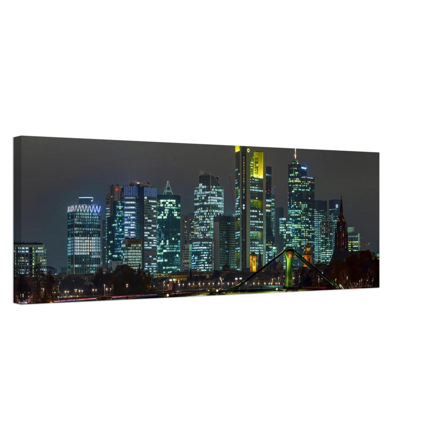 Wandbild frankfurt skyline bei nacht lebendige stadtlandschaft fuer ihr zuhause in vielen groessen