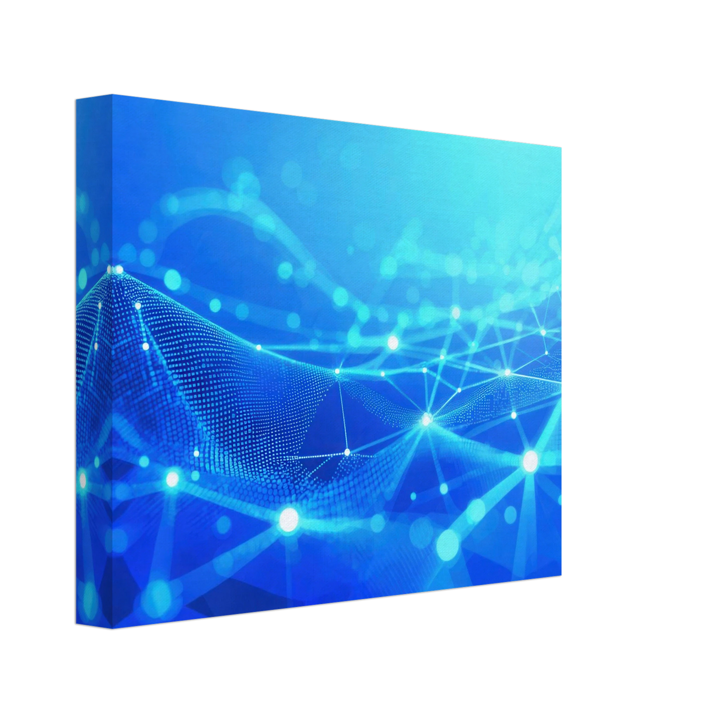 Wandbild deep blue connected world abstraktes cyberpunk netzwerk fuer moderne raeume in vielen groessen