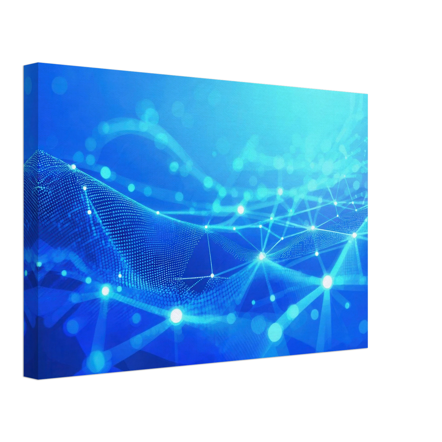 Wandbild deep blue connected world abstraktes cyberpunk netzwerk fuer moderne raeume in vielen groessen