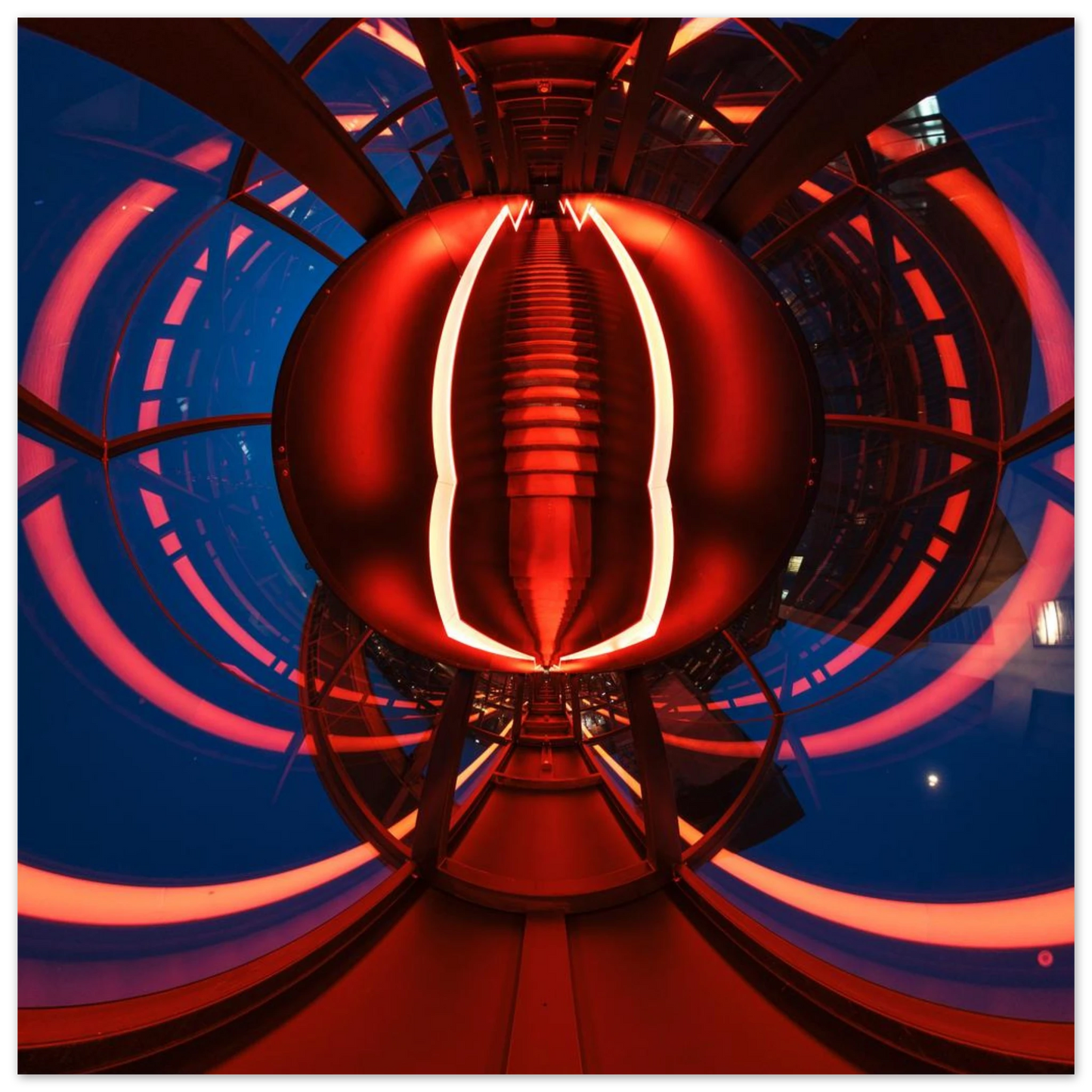 Wandbild futuristischer neon tunnel in sattem rot waehle aus 25 groessen