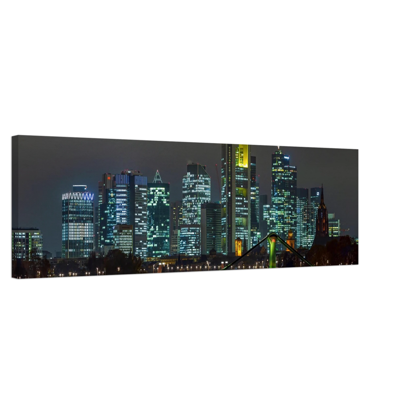 Wandbild frankfurt skyline bei nacht lebendige stadtlandschaft fuer ihr zuhause in vielen groessen