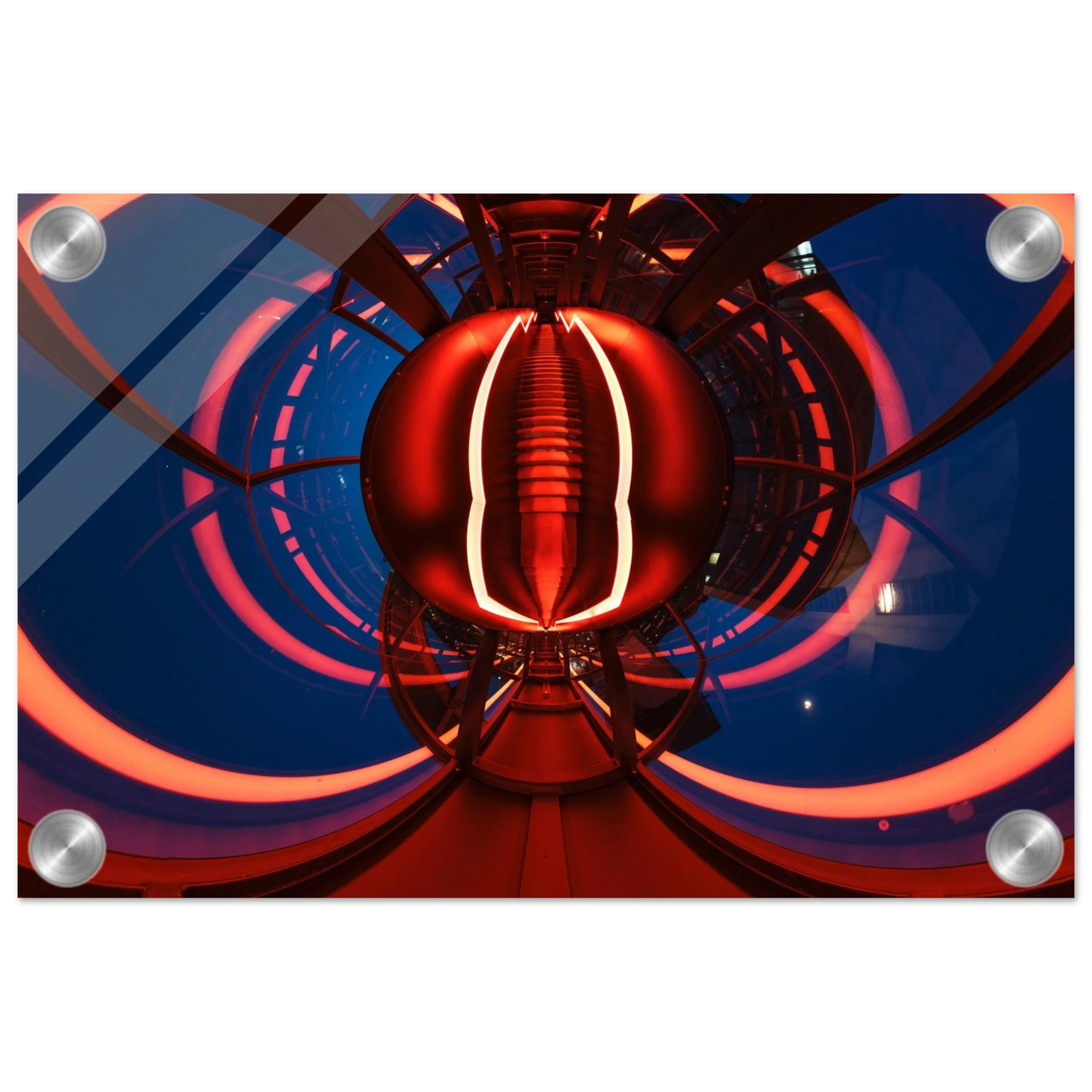 Wandbild futuristischer neon tunnel in sattem rot waehle aus 25 groessen