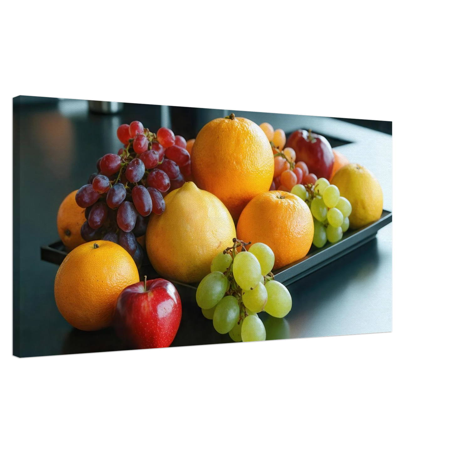 Wandbild fruchtbare fuelle lebendige komposition mit zitrusfruechten und trauben