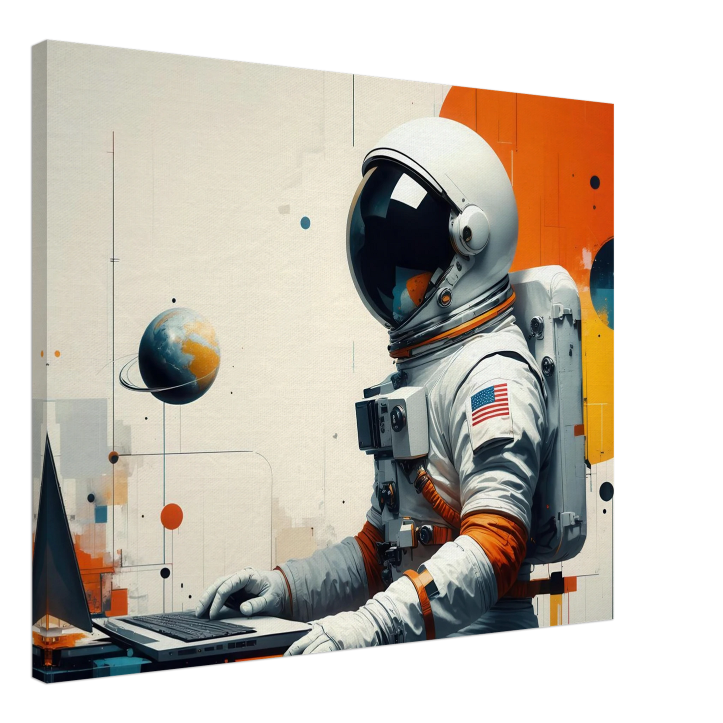 Wandbild cosmic coder astronaut bei der arbeit sci fi kunst fuer dein zuhause in verschiedenen groessen
