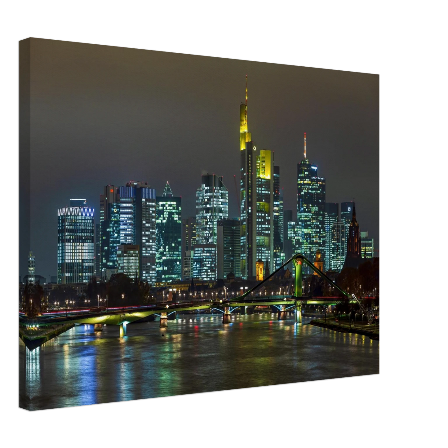 Wandbild frankfurt skyline bei nacht lebendige stadtlandschaft fuer ihr zuhause in vielen groessen