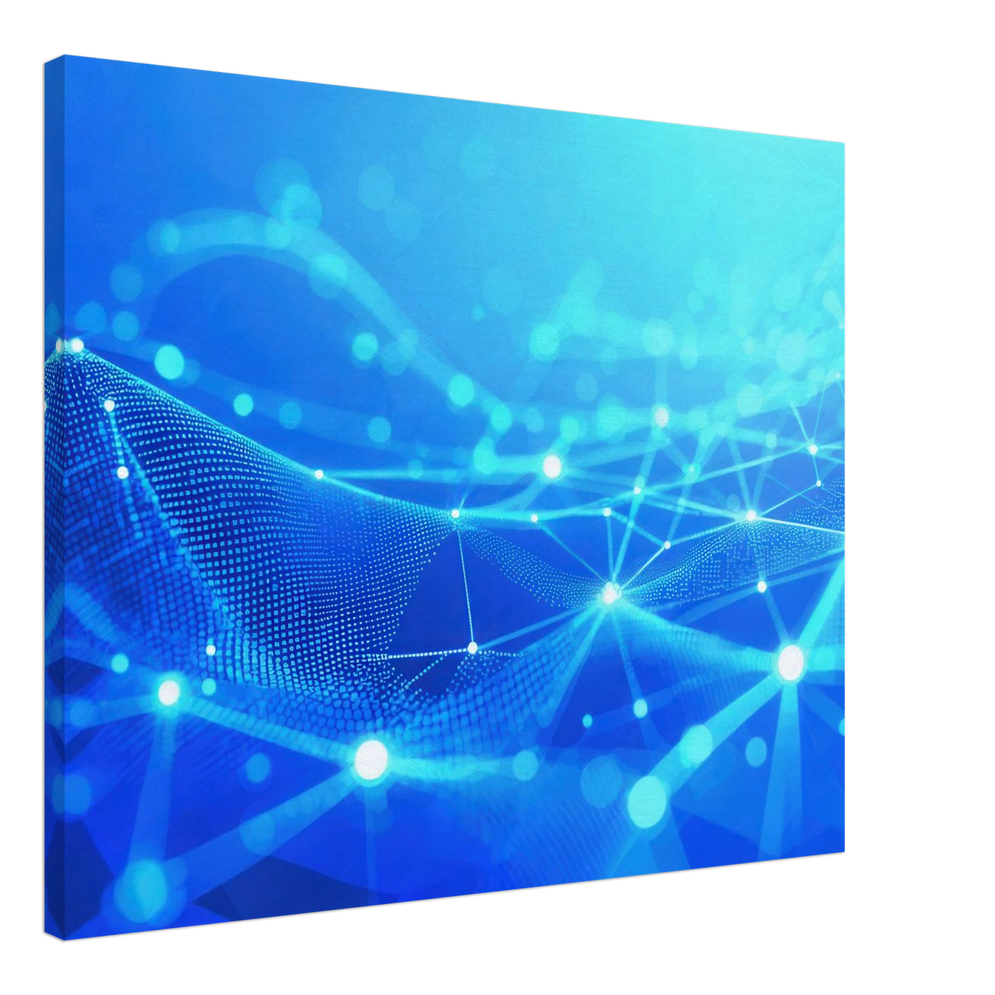 Wandbild deep blue connected world abstraktes cyberpunk netzwerk fuer moderne raeume in vielen groessen