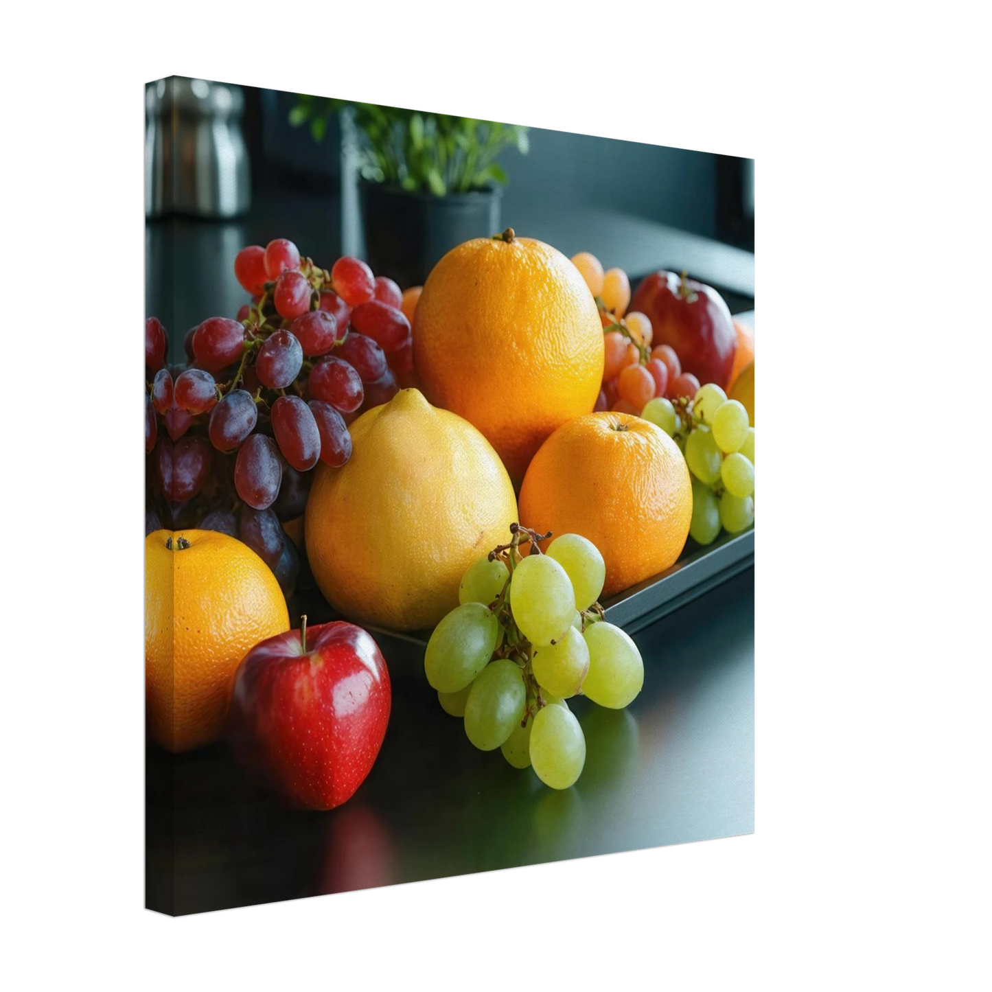 Wandbild fruchtbare fuelle lebendige komposition mit zitrusfruechten und trauben