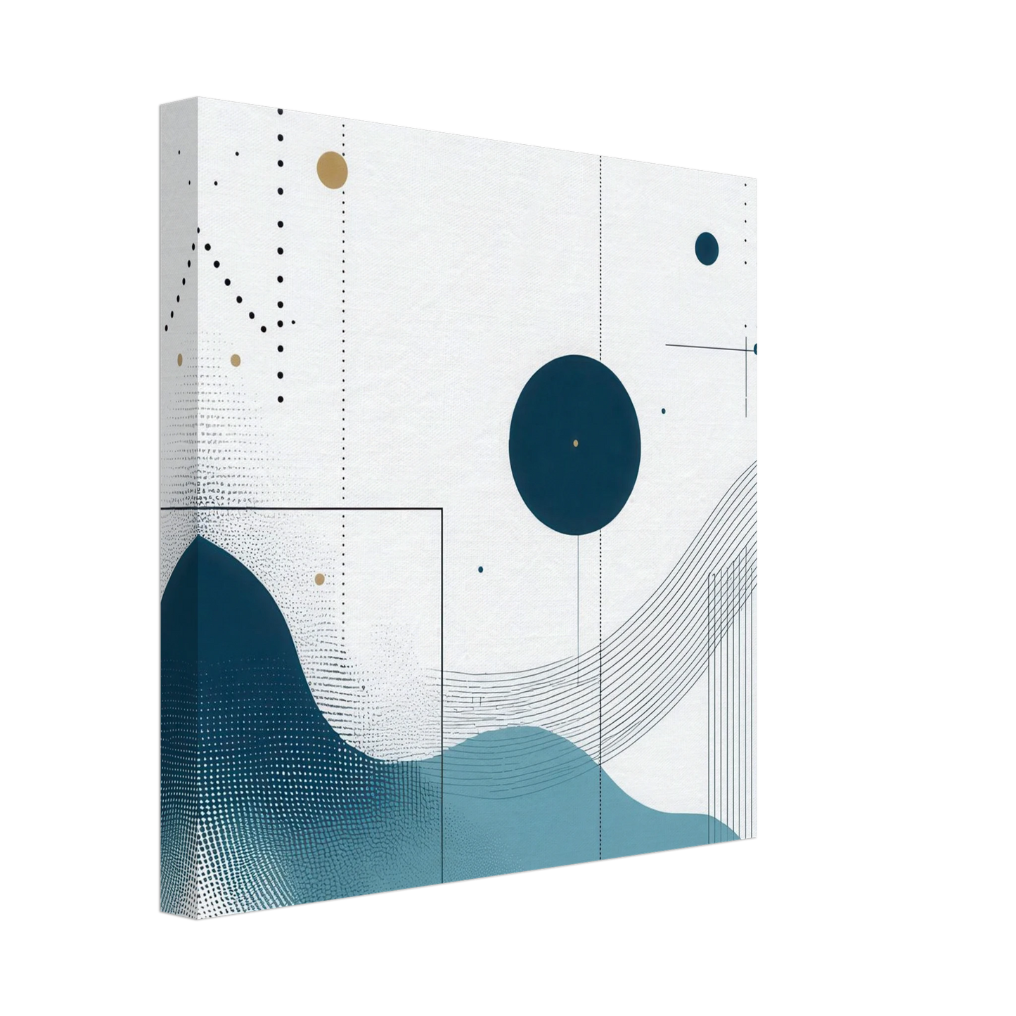 Wandbild deep sea rhythm abstrakte kunst in blau und goldtoenen in ihrer wunschgroesse