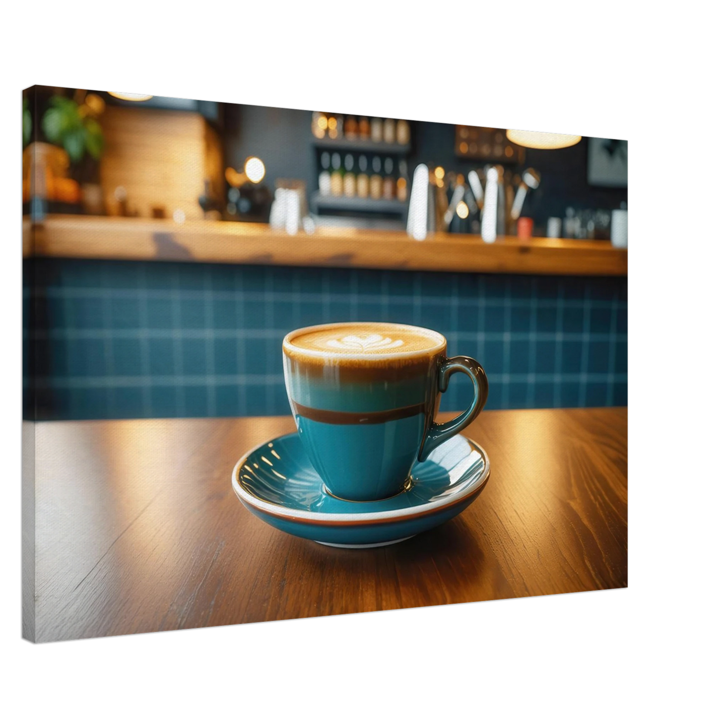 Wandbild deep teal latte einladende kaffeehaus atmosphaere fuer ihr zuhause in vielen groessen