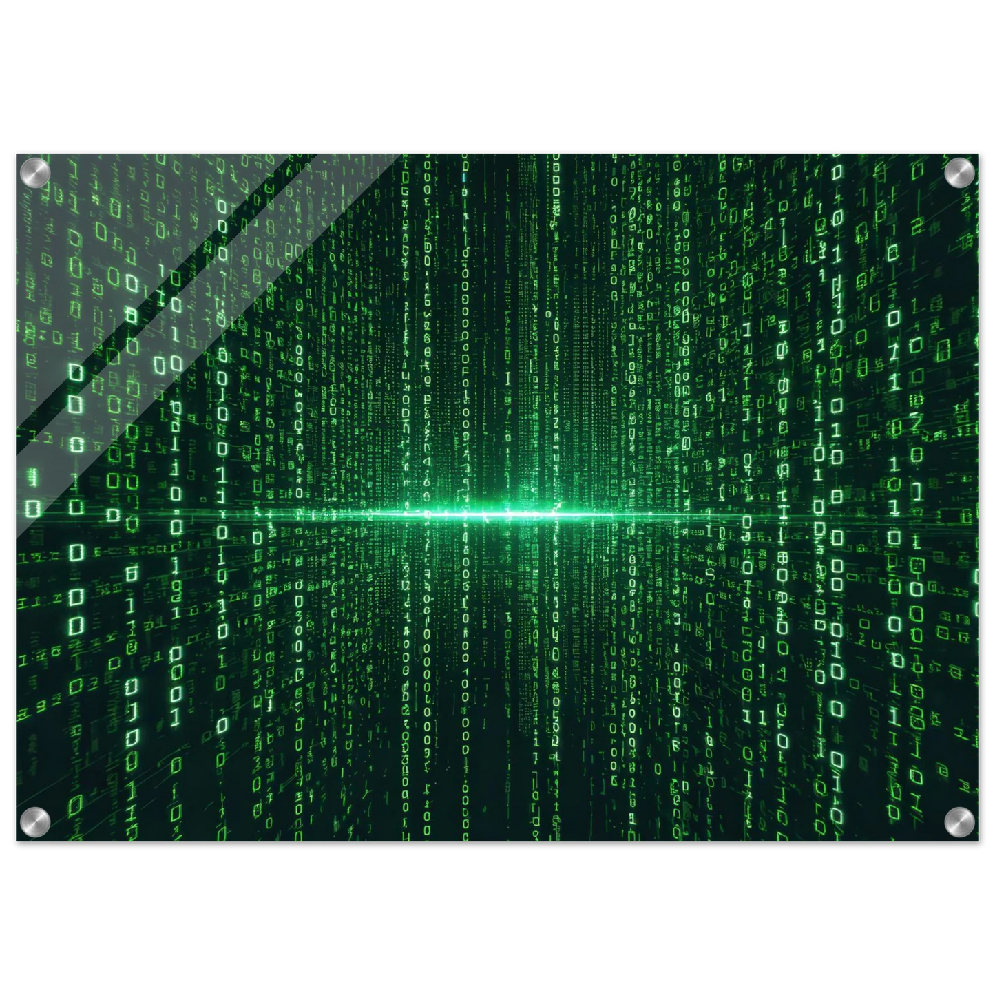 Wandbild digital matrix art gruene binaercode illusion fuer ihr zuhause oder buero erhaeltlich in vielen groessen