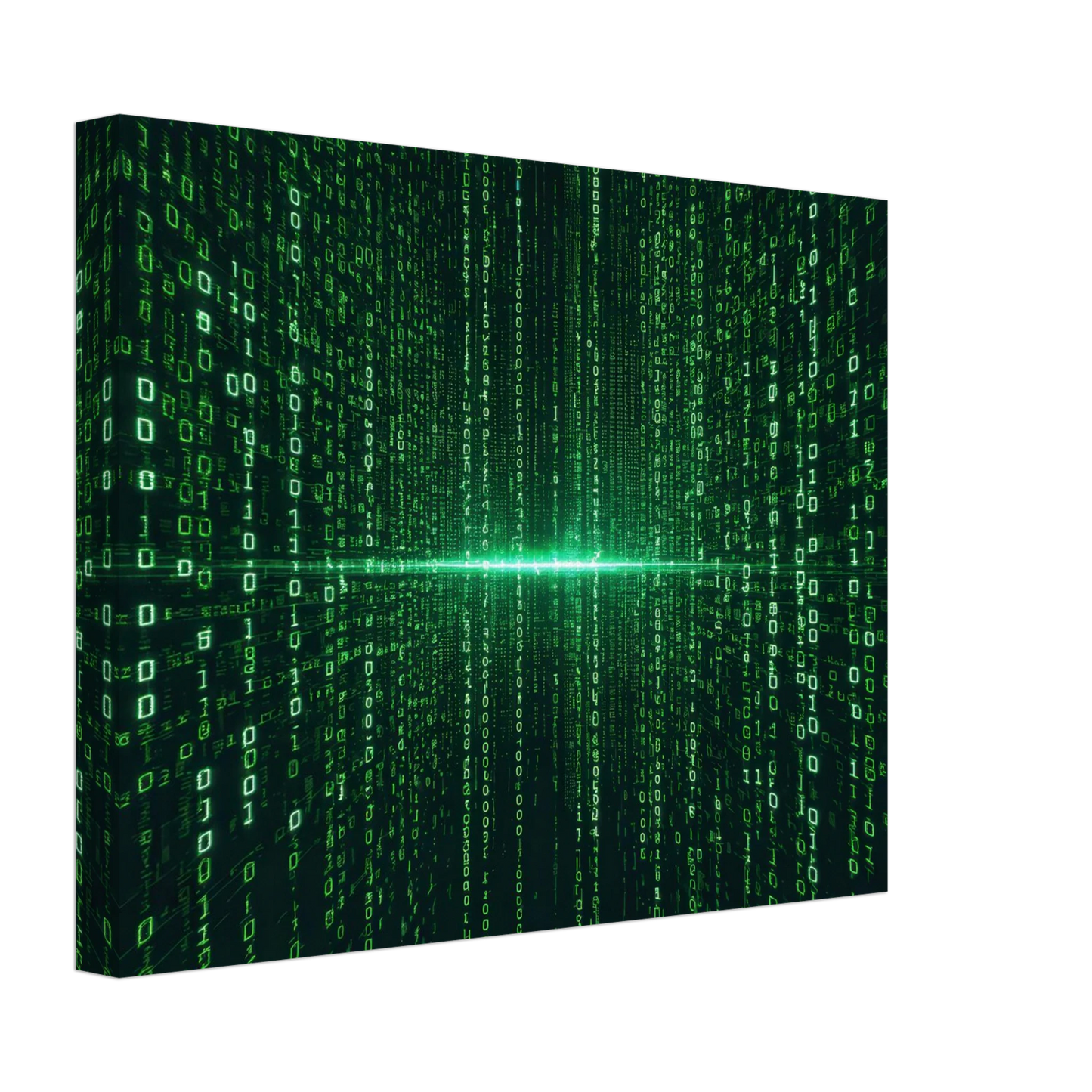 Wandbild digital matrix art gruene binaercode illusion fuer ihr zuhause oder buero erhaeltlich in vielen groessen