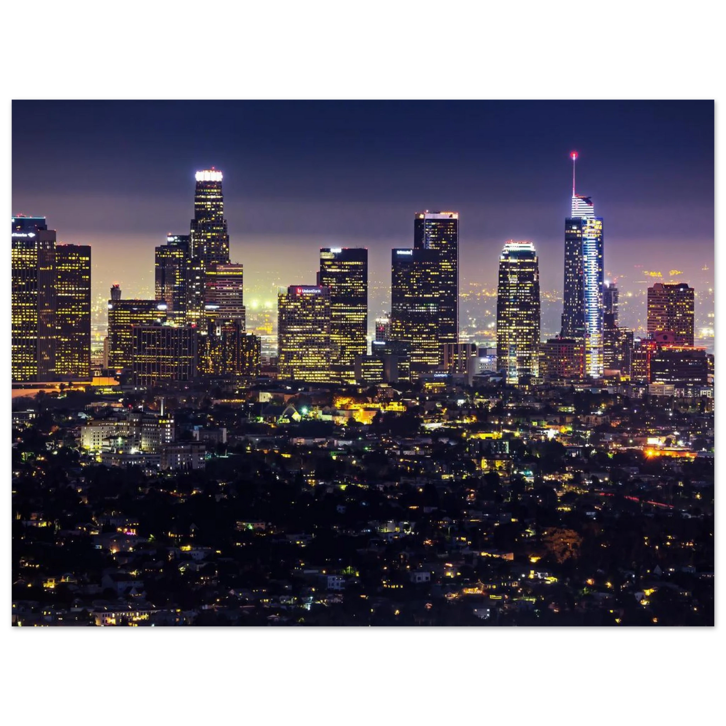 Wandbild funkelnde skyline bei nacht city lights kunstdruck in vielen groessen