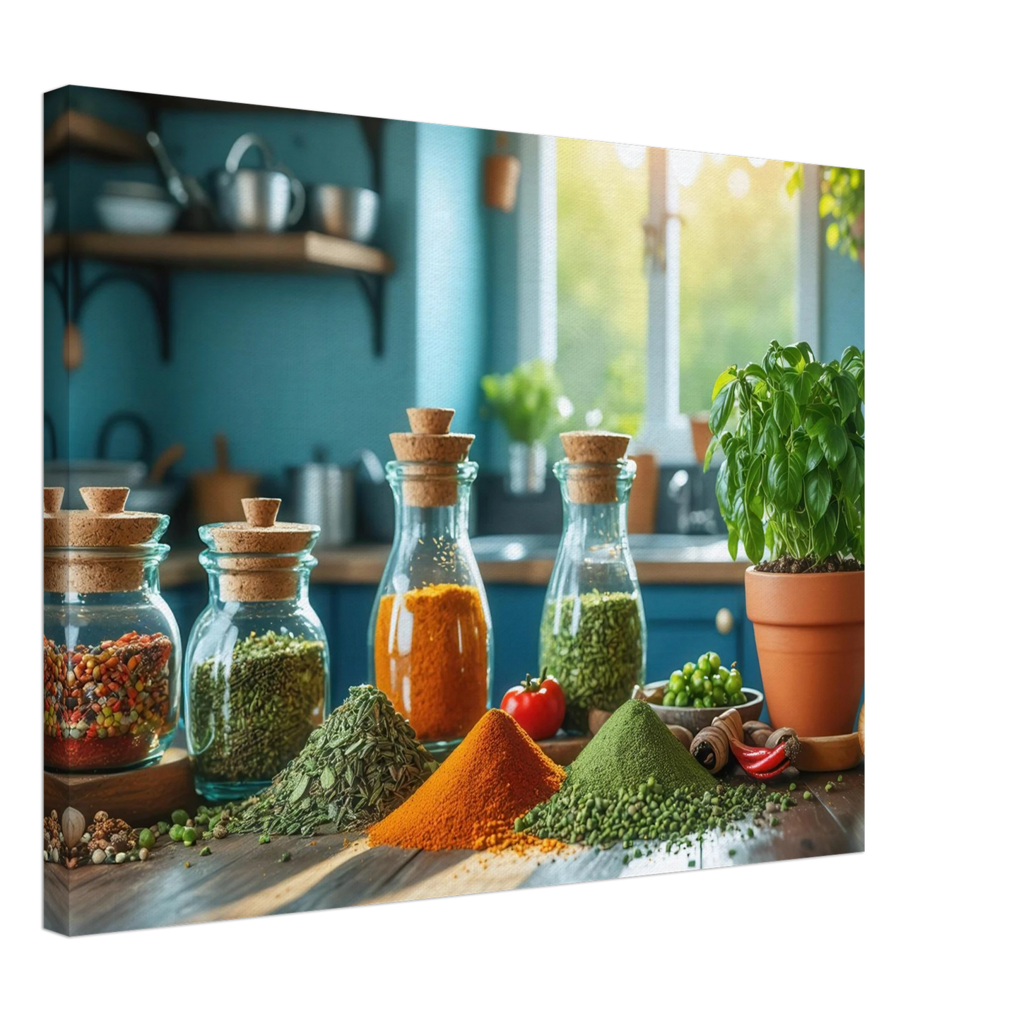 Wandbild lebendige kuechenkraeuter und gewuerze frische wuerze fuer ihr zuhause