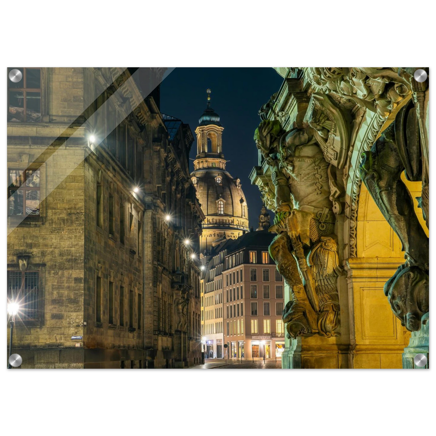 Wandbild dresden altstadt nachtansicht historische architektur als kunstdruck in vielen groessen