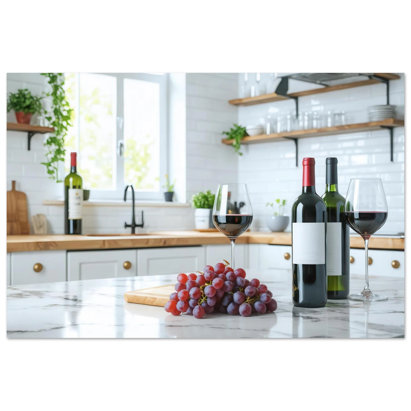 Wandbild wein trauben elegantes kuechenambiente fuer ihr zuhause
