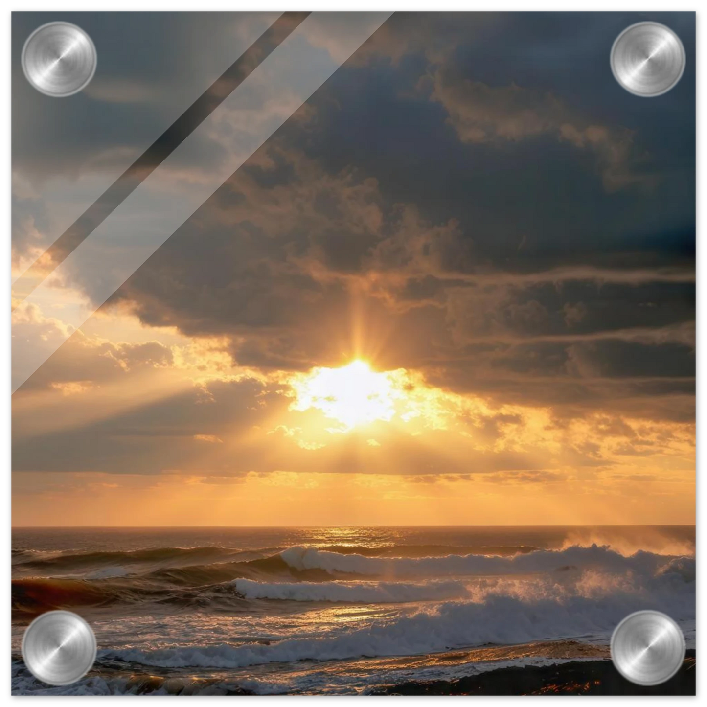 Wandbild dramatischer ozean sonnenuntergang kuestenkunst in ihrer wunschgroesse