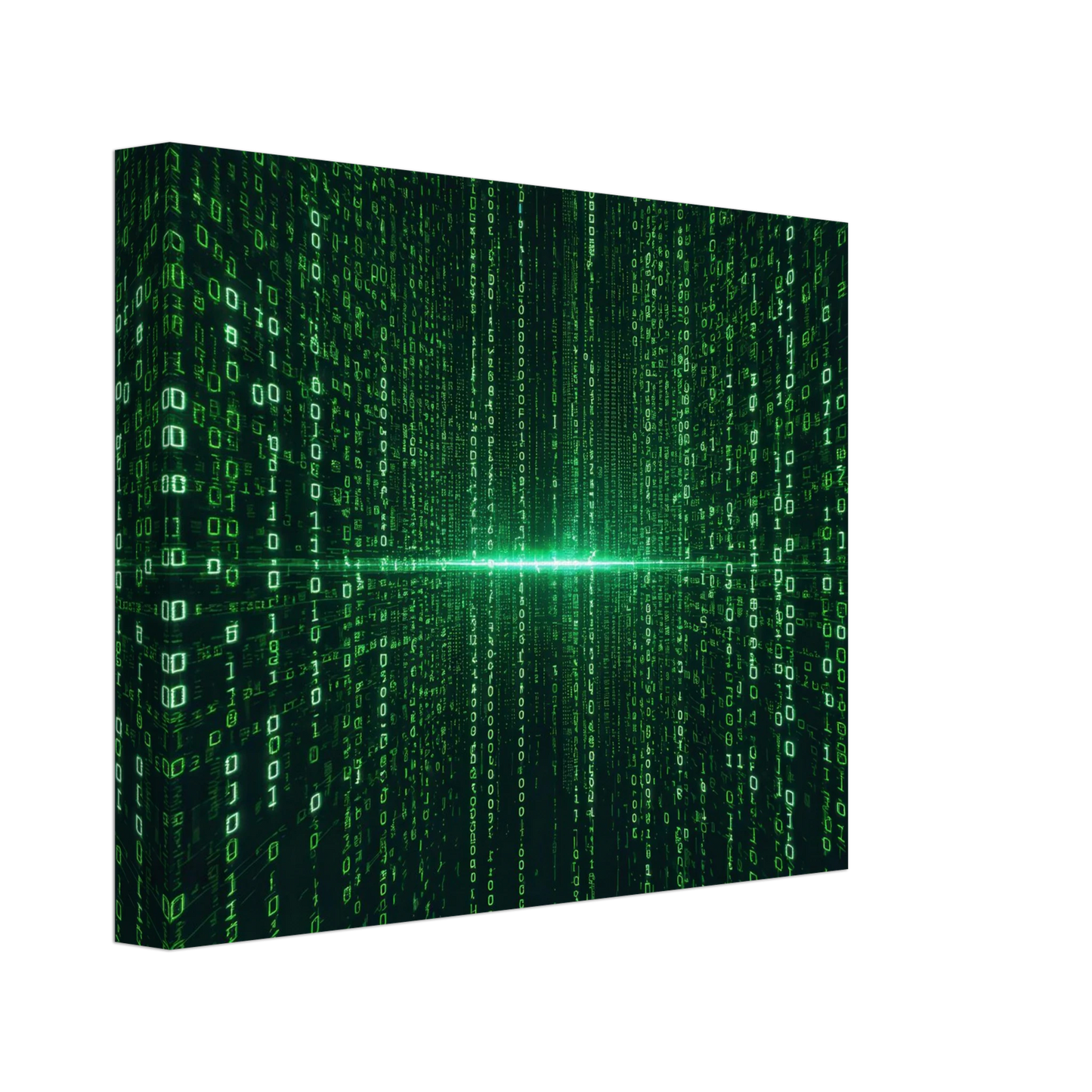 Wandbild digital matrix art gruene binaercode illusion fuer ihr zuhause oder buero erhaeltlich in vielen groessen