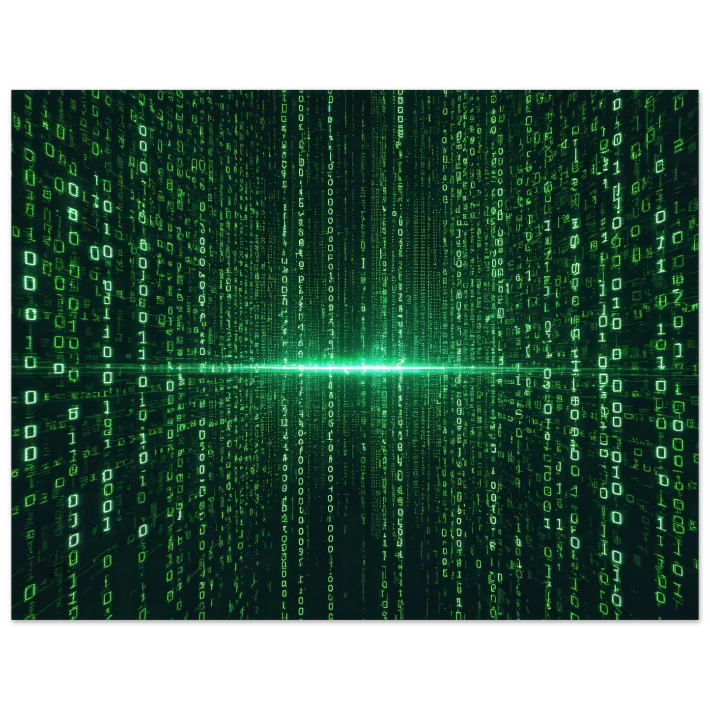Wandbild digital matrix art gruene binaercode illusion fuer ihr zuhause oder buero erhaeltlich in vielen groessen