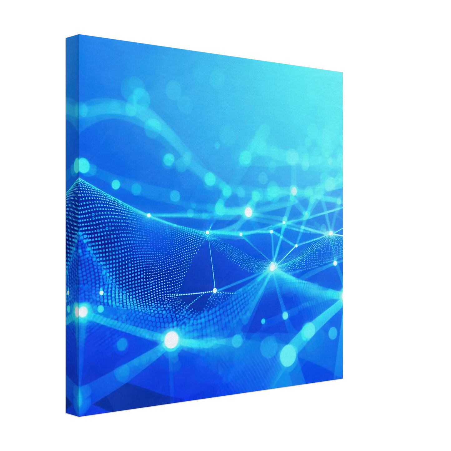 Wandbild deep blue connected world abstraktes cyberpunk netzwerk fuer moderne raeume in vielen groessen