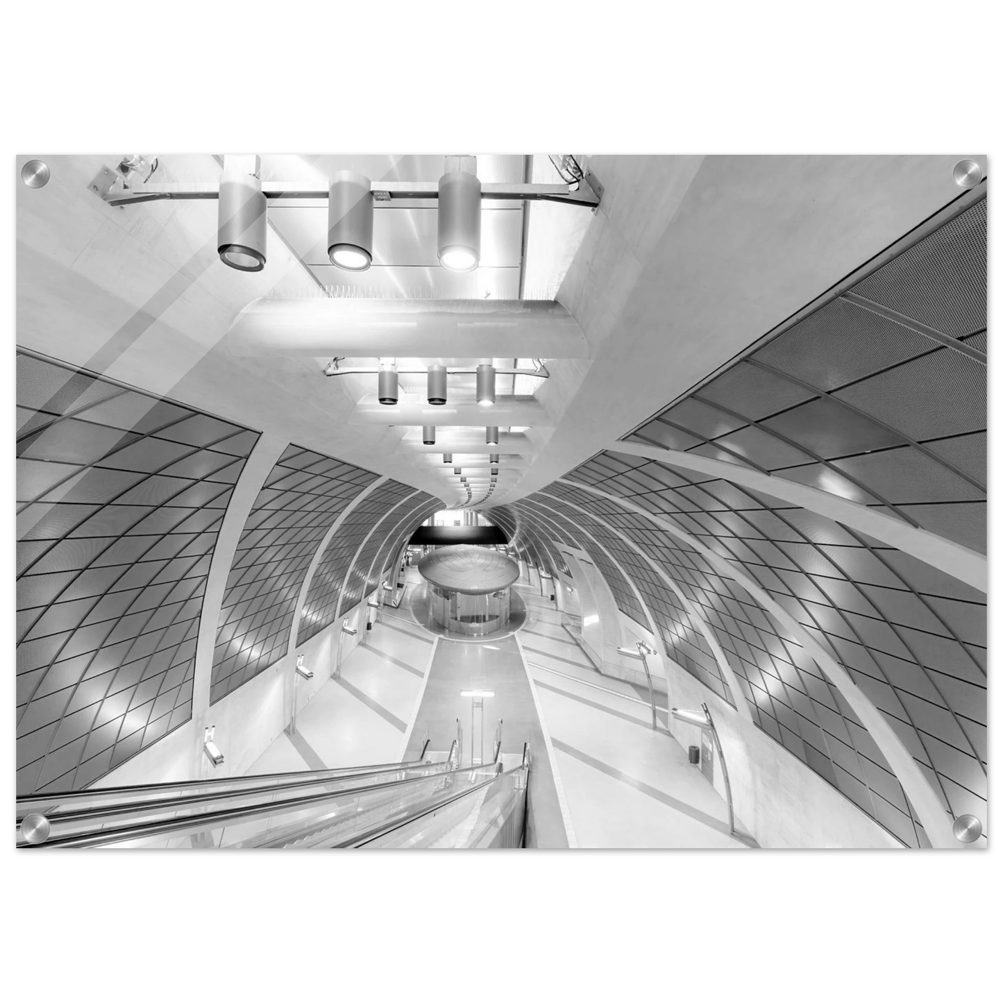 Wandbild futuristische u bahn station moderne architektur in schwarz weiss als wandkunst