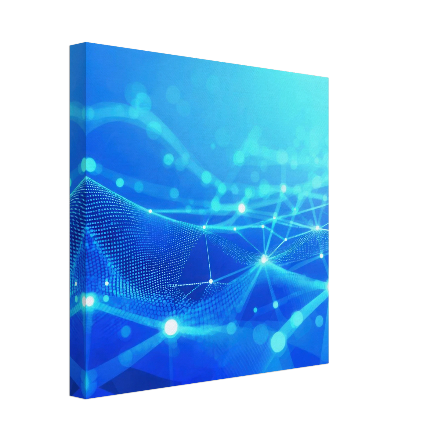 Wandbild deep blue connected world abstraktes cyberpunk netzwerk fuer moderne raeume in vielen groessen