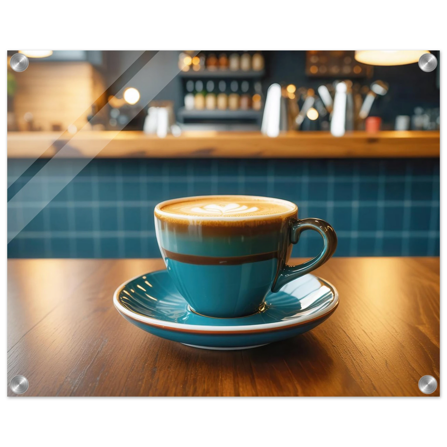 Wandbild deep teal latte einladende kaffeehaus atmosphaere fuer ihr zuhause in vielen groessen