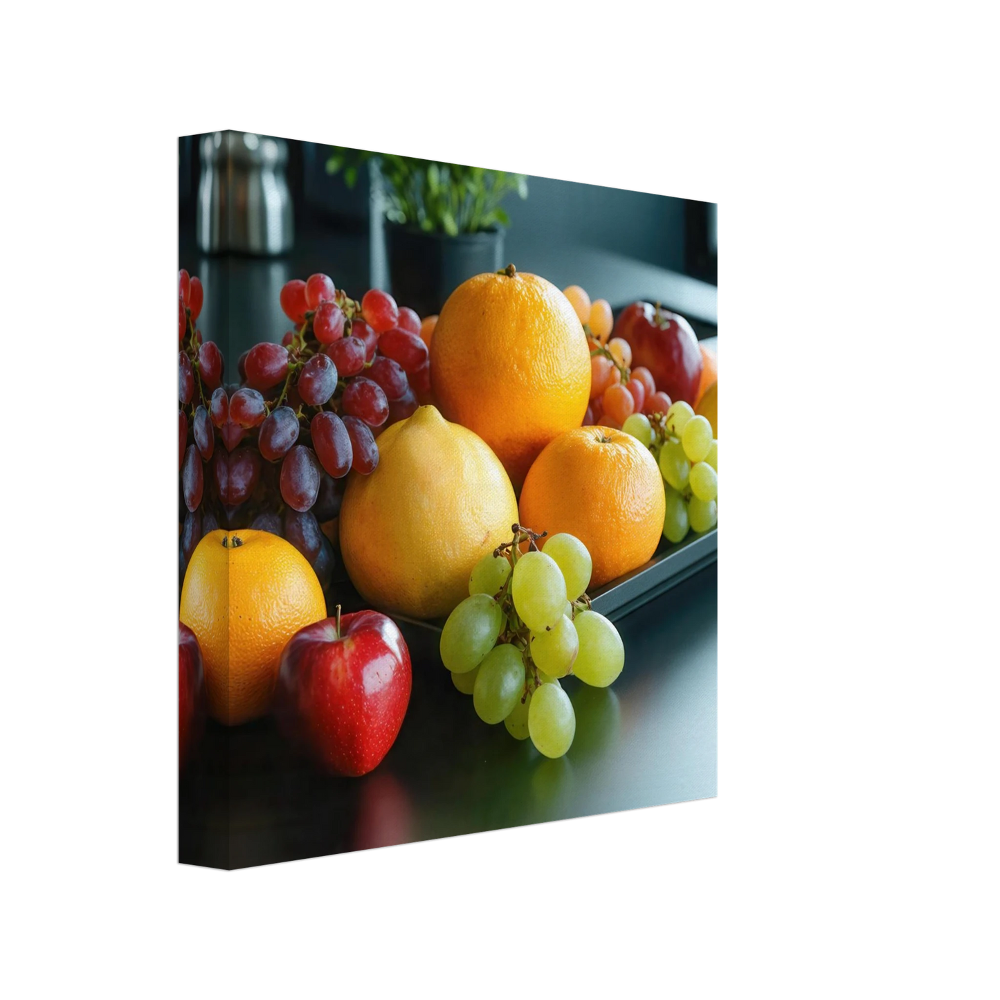 Wandbild fruchtbare fuelle lebendige komposition mit zitrusfruechten und trauben