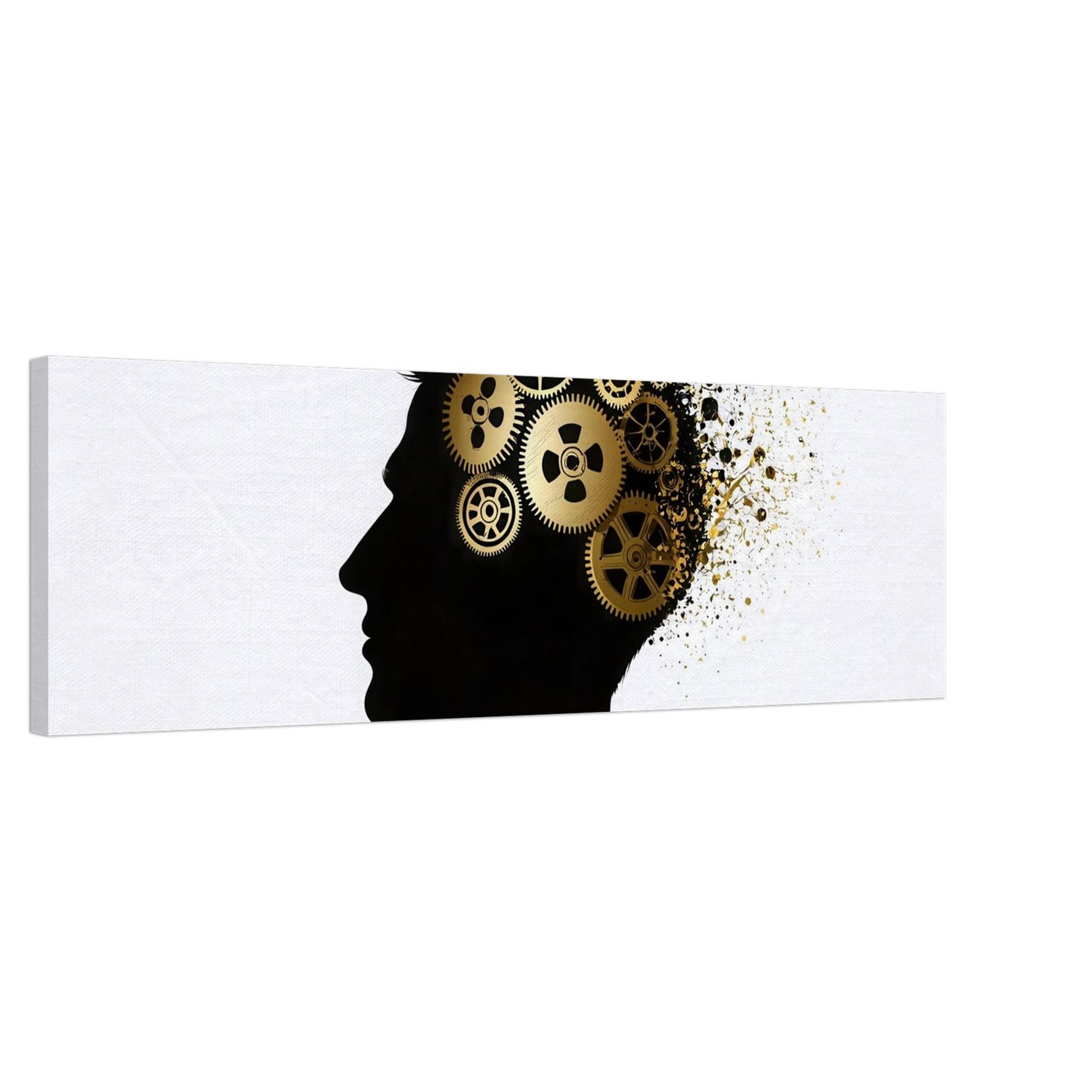 Wandbild gedankenkraft abstrakte goldene zahnraeder