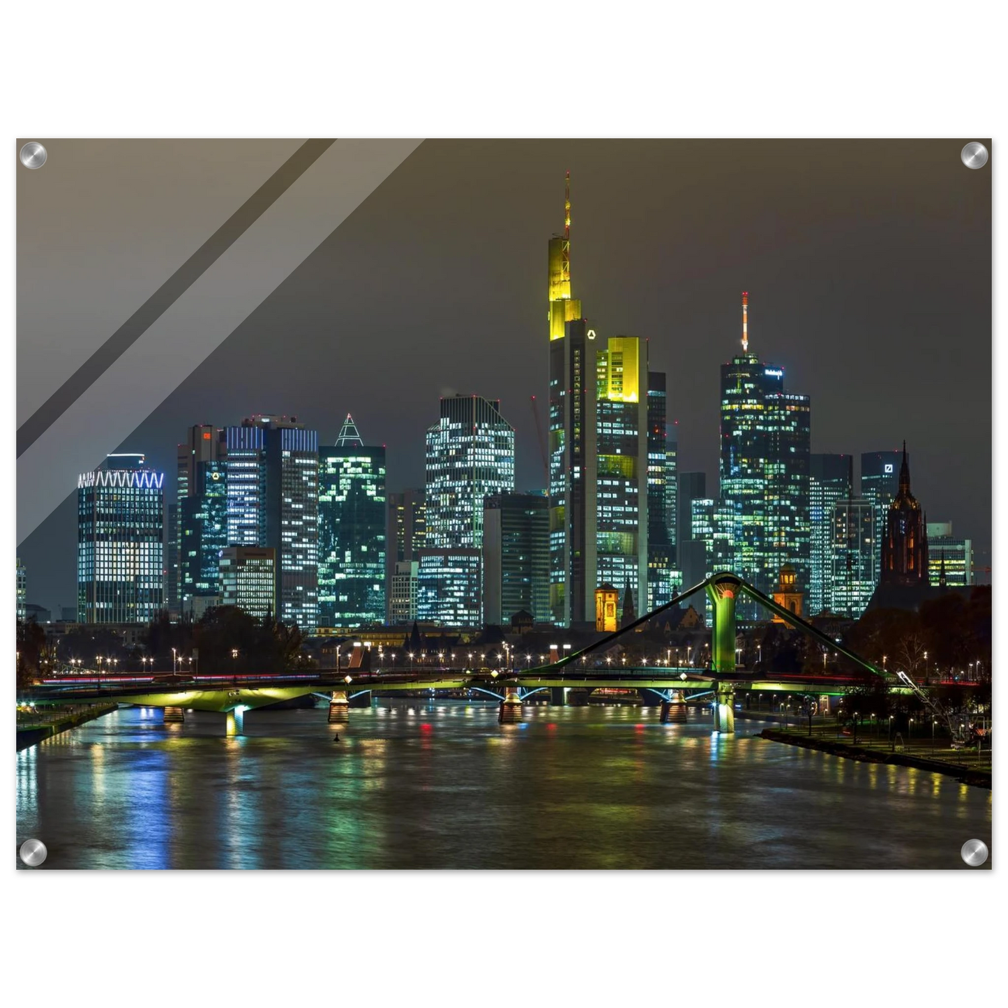 Wandbild frankfurt skyline bei nacht lebendige stadtlandschaft fuer ihr zuhause in vielen groessen