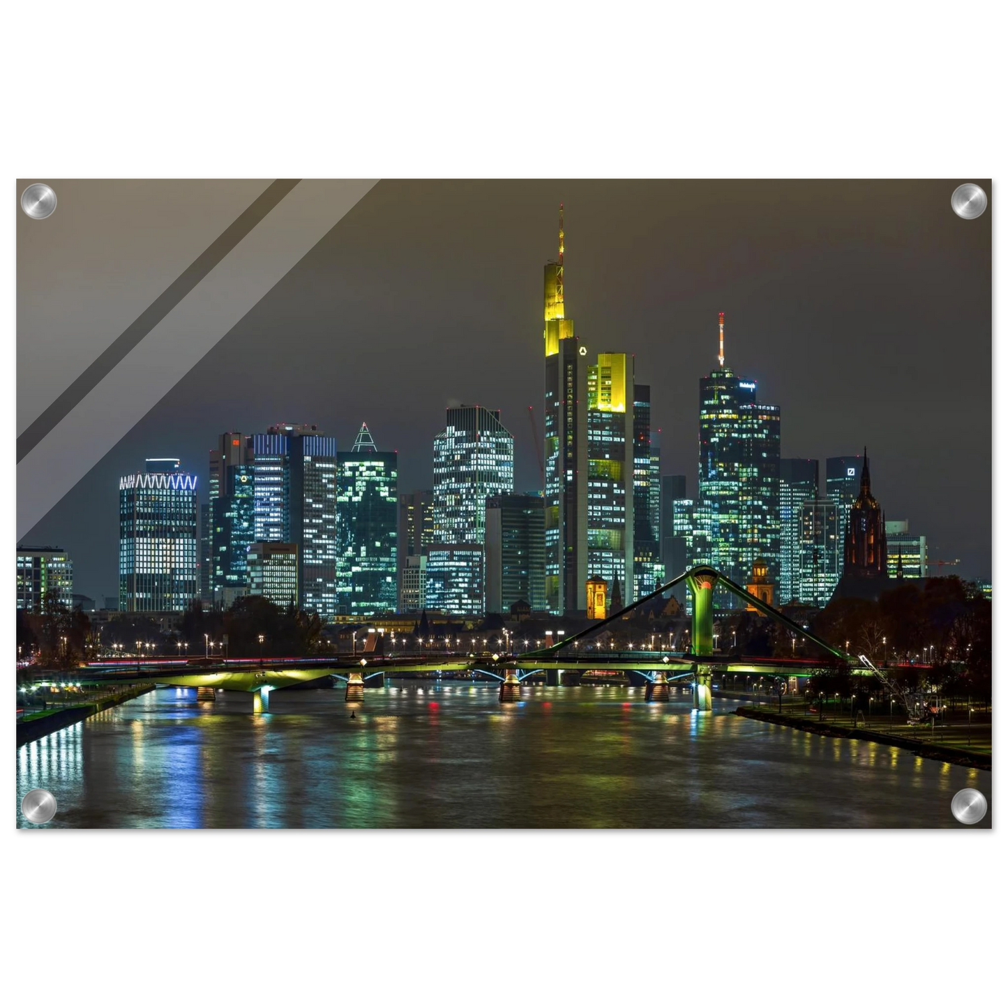 Wandbild frankfurt skyline bei nacht lebendige stadtlandschaft fuer ihr zuhause in vielen groessen