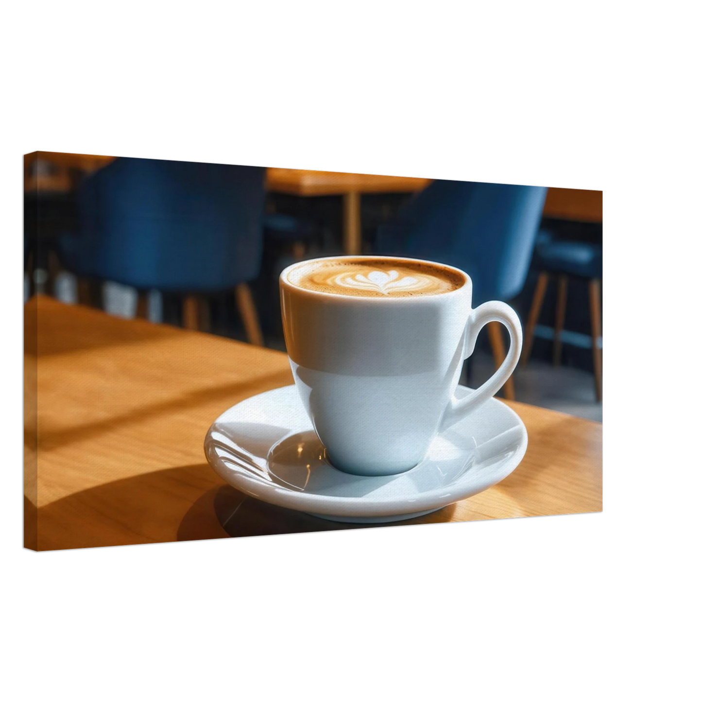 Wandbild gemuetliche kaffeehaus szene stilvolle latte art in goldenem licht