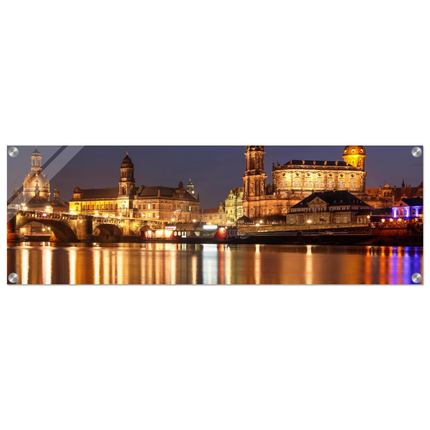 Wandbild dresden bei nacht eine malerische flusslandschaft in leuchtendem gold und azur