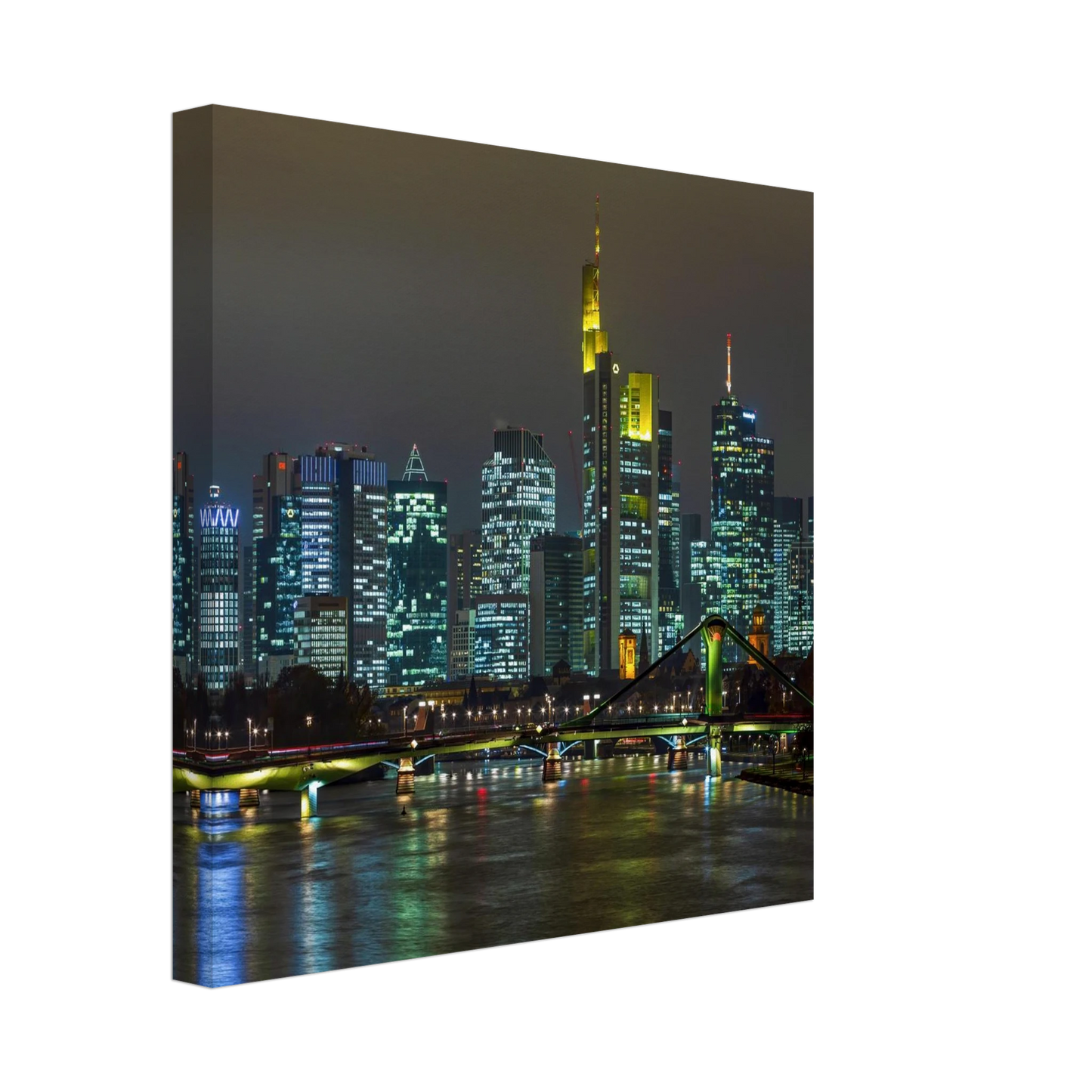 Wandbild frankfurt skyline bei nacht lebendige stadtlandschaft fuer ihr zuhause in vielen groessen