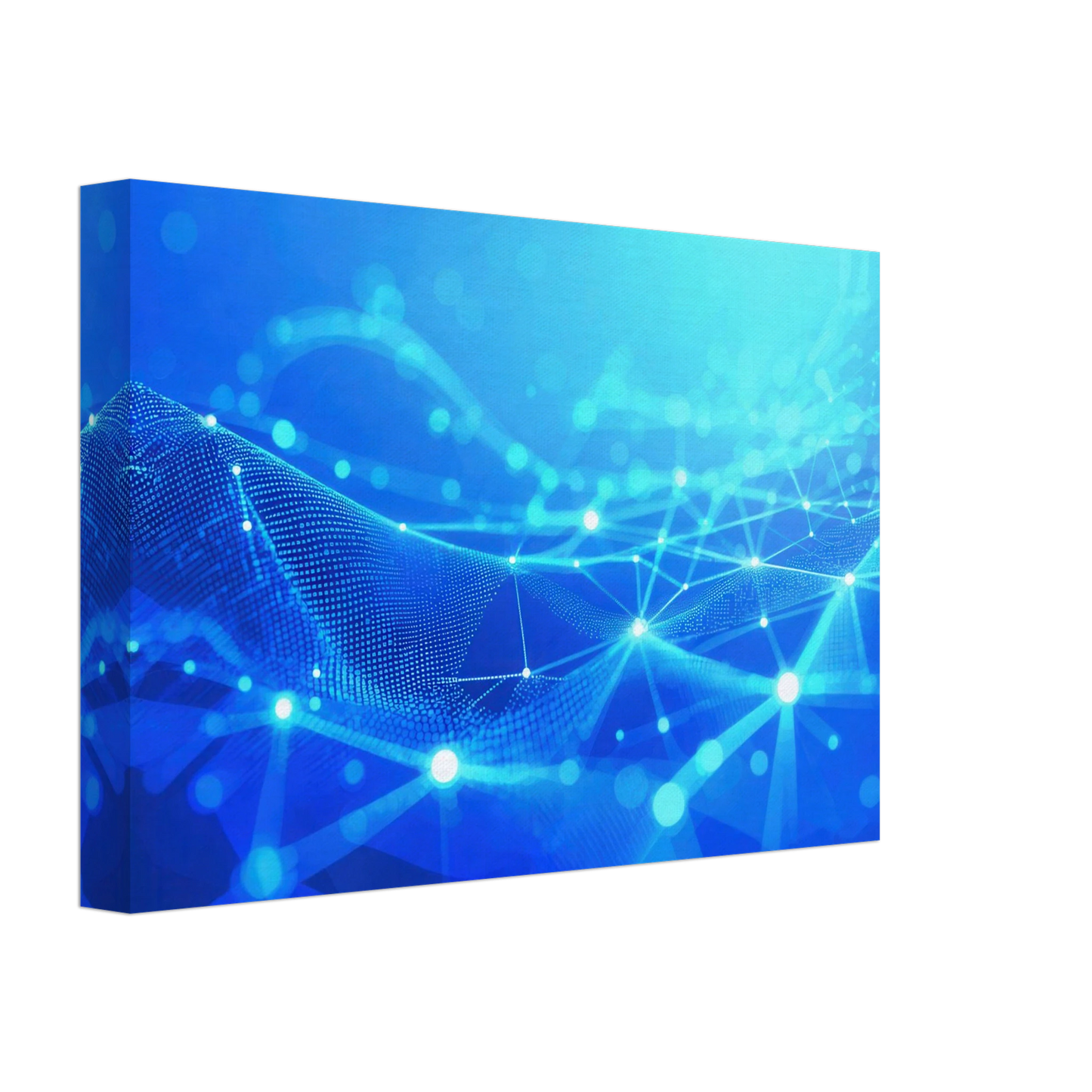 Wandbild deep blue connected world abstraktes cyberpunk netzwerk fuer moderne raeume in vielen groessen
