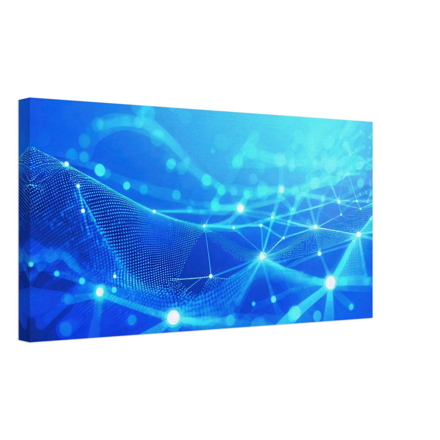 Wandbild deep blue connected world abstraktes cyberpunk netzwerk fuer moderne raeume in vielen groessen